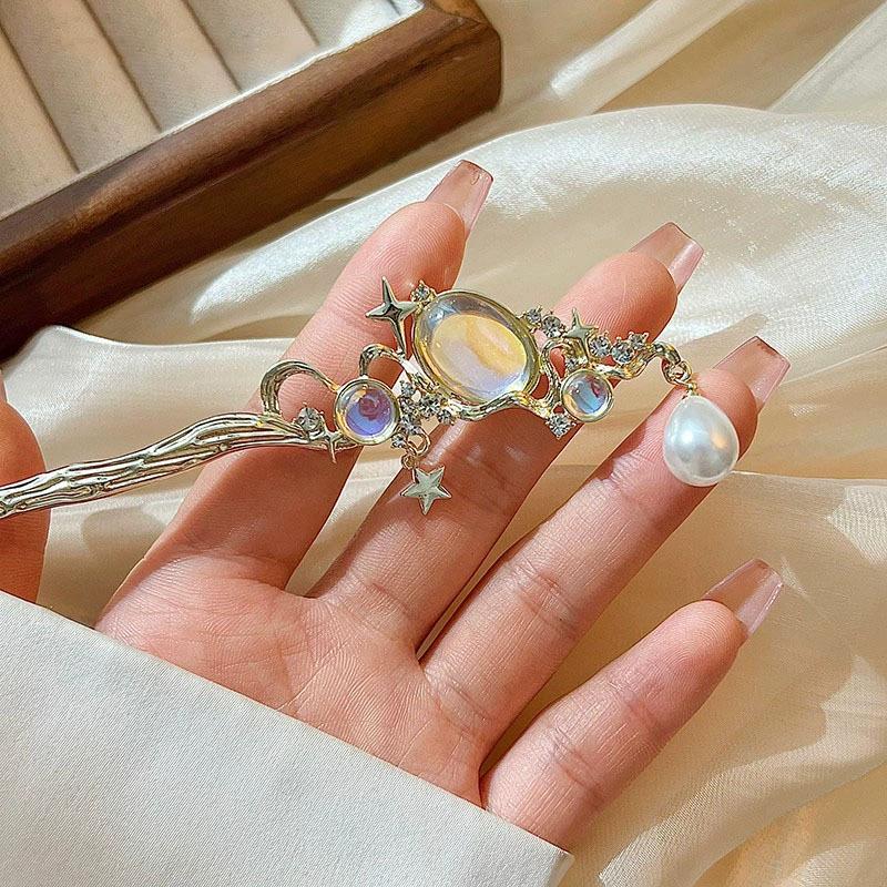 Women Accessories Wholesale - Moonstone Hairpin with Star & Pearl