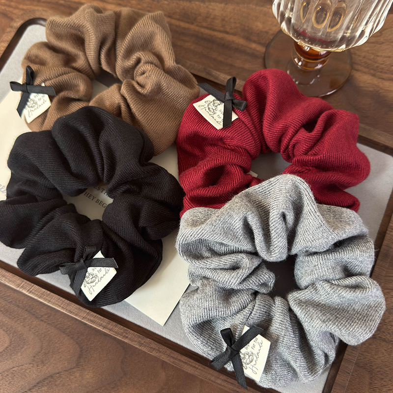 Hair Tie Velvet - Retro Bows Soft Cotton Hair Scrunchies