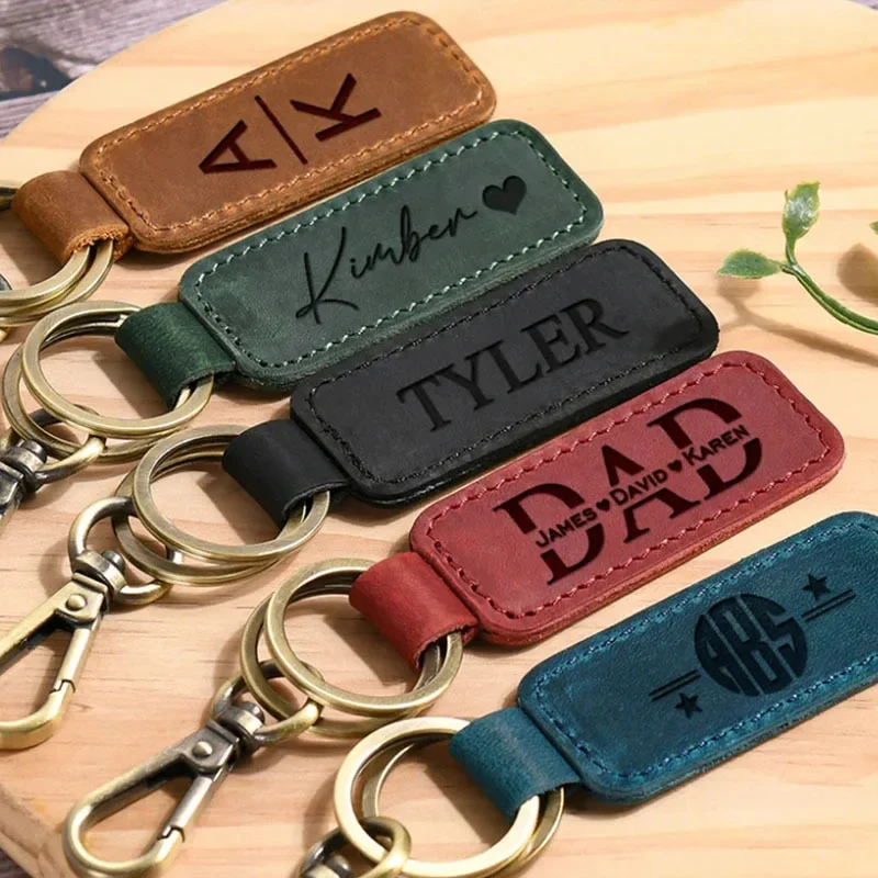 Women Accessories Logo - Laser Custom Logo Leather Keychain Engrave
