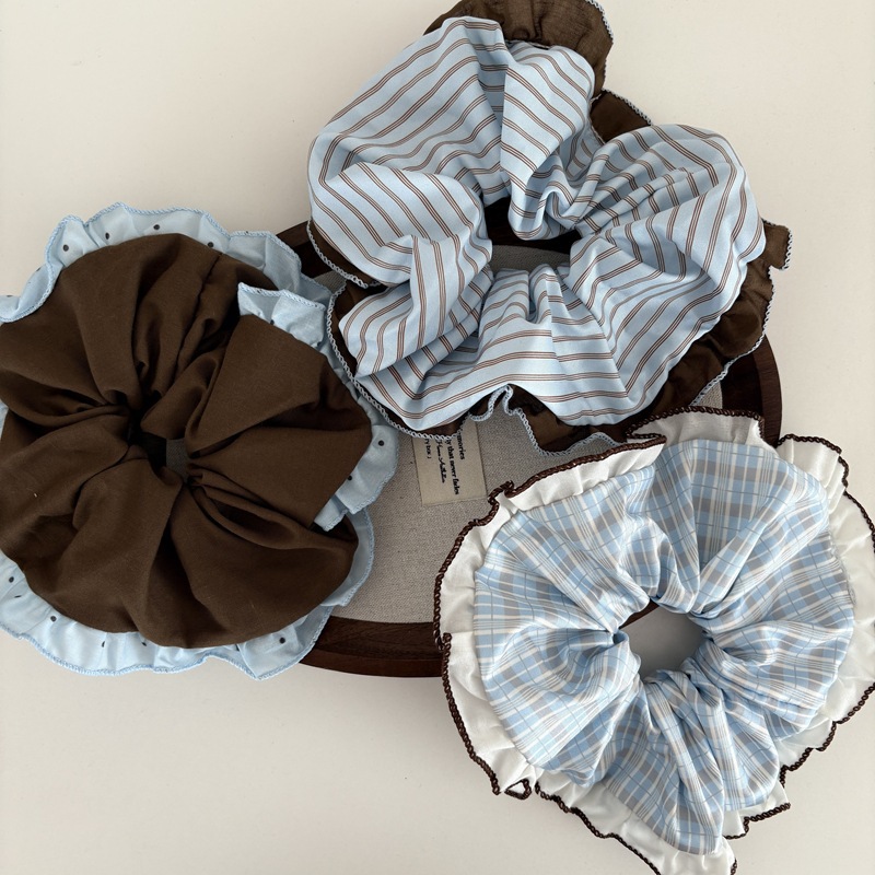 Hair Tie Velvet - Super beautiful brown and blue color-blocked