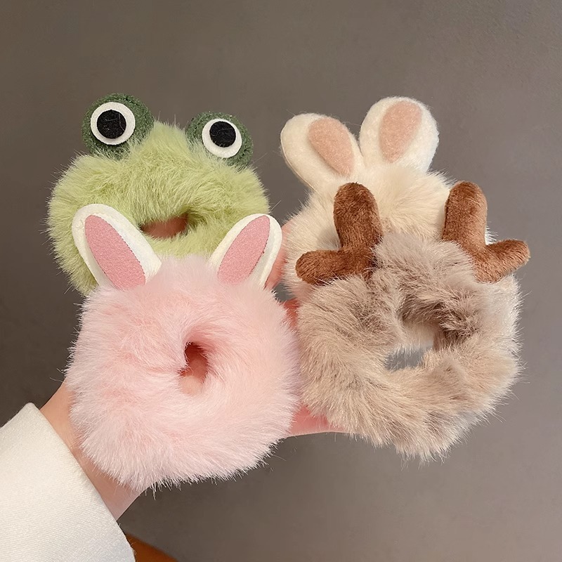Hair Tie Velvet - Plush Bunny Scrunchies 1 Pc Winter