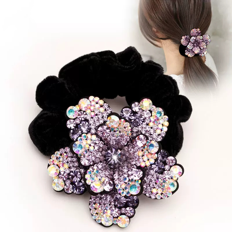 Women Rhinestone Scrunchies Ve - Hair Tie Velvet 评论和价格