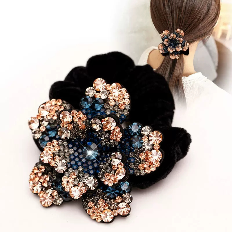 Women Rhinestone Scrunchies Ve - Hair Tie Velvet 评论和价格