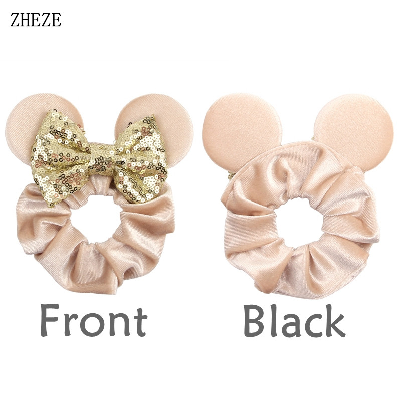 1pc Mouse Ears Hair Scrunchies - Hair Tie Velvet 评论和价格