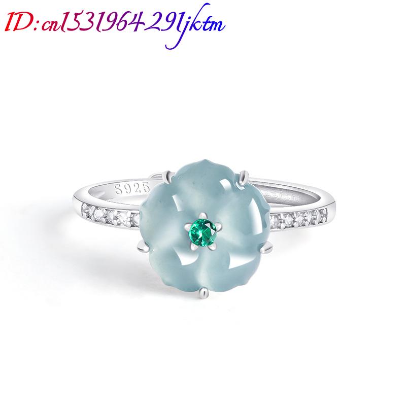 Blue Burmese Jadeite Flower Ri - Woman Accessory 评论和价格