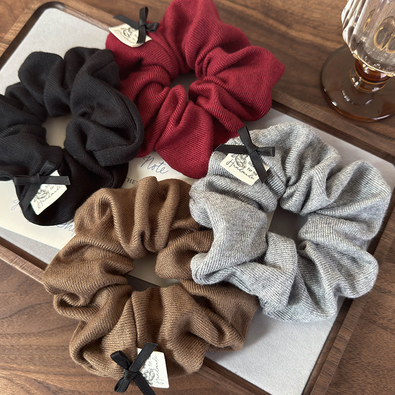 Retro Bows Soft Cotton Hair Sc - Hair Tie Velvet 评论和价格
