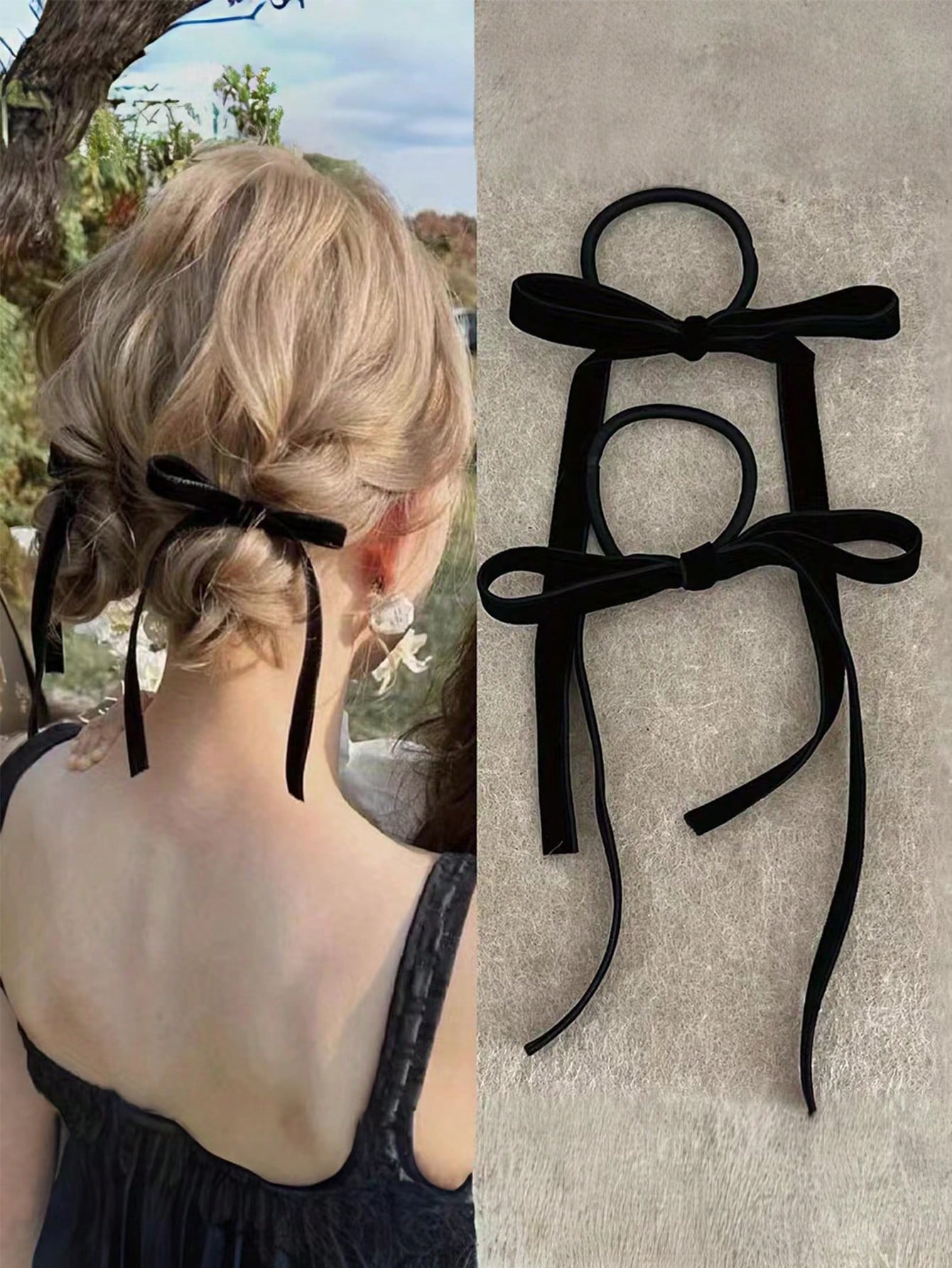 2/8pcs Fashion Black Velvet Bo - Hair Tie Velvet 评论和价格