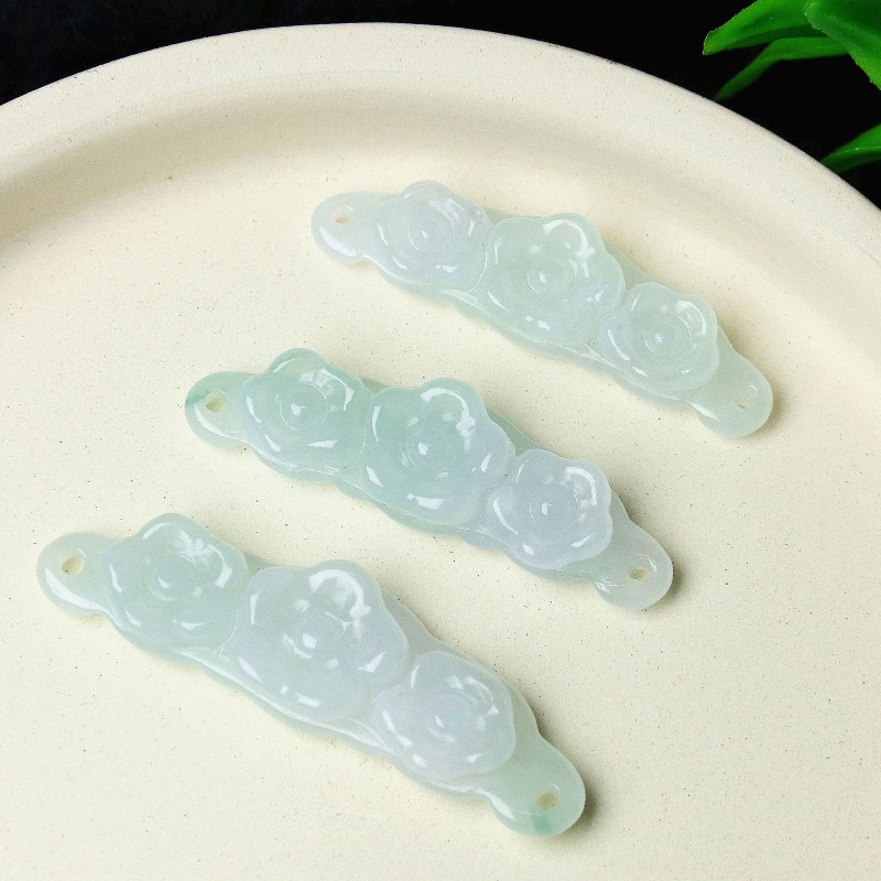 1pc Natural Jadeite Emerald Fl - Woman Accessory 评论和价格