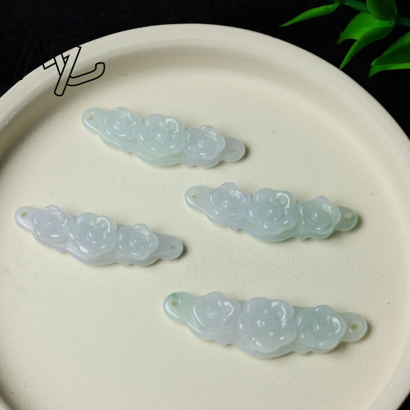 1pc Natural Jadeite Emerald Fl - Woman Accessory 评论和价格