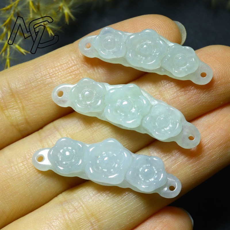 1pc Natural Jadeite Emerald Fl - Woman Accessory 评论和价格