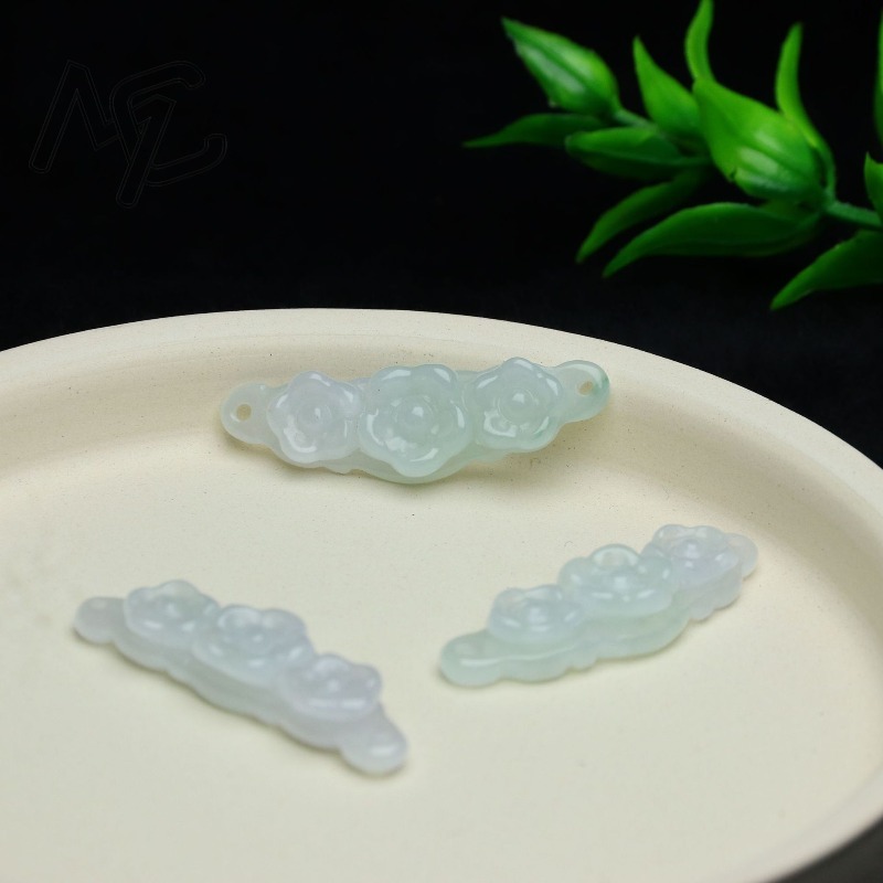 1pc Natural Jadeite Emerald Fl - Woman Accessory 评论和价格