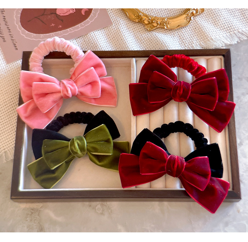 Cute Red Velvet Bow Hair Ties  - Hair Tie Velvet 评论和价格
