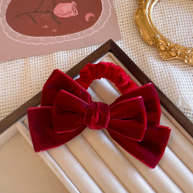 Cute Red Velvet Bow Hair Ties  - Hair Tie Velvet 评论和价格