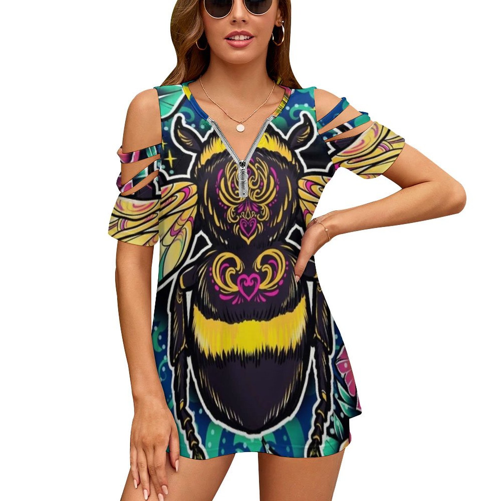 New Fashion Zip Off Shoulder T - Women Accessories Drawing 评论和价格