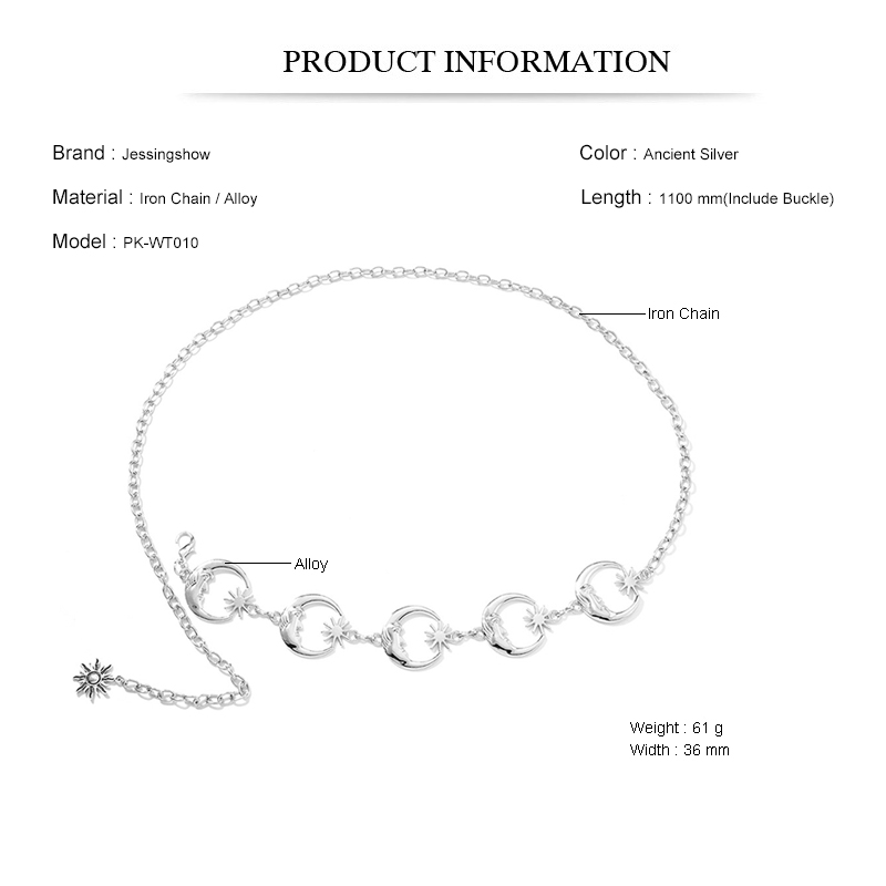Alloy Silver Moon Waist Chain  - Women Accessories Pk 评论和价格