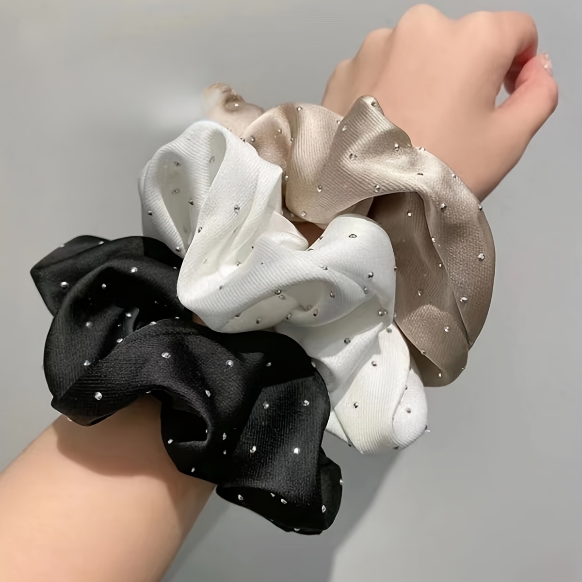 1/3PCS Satin Scrunchies With R - Hair Tie Velvet 评论和价格