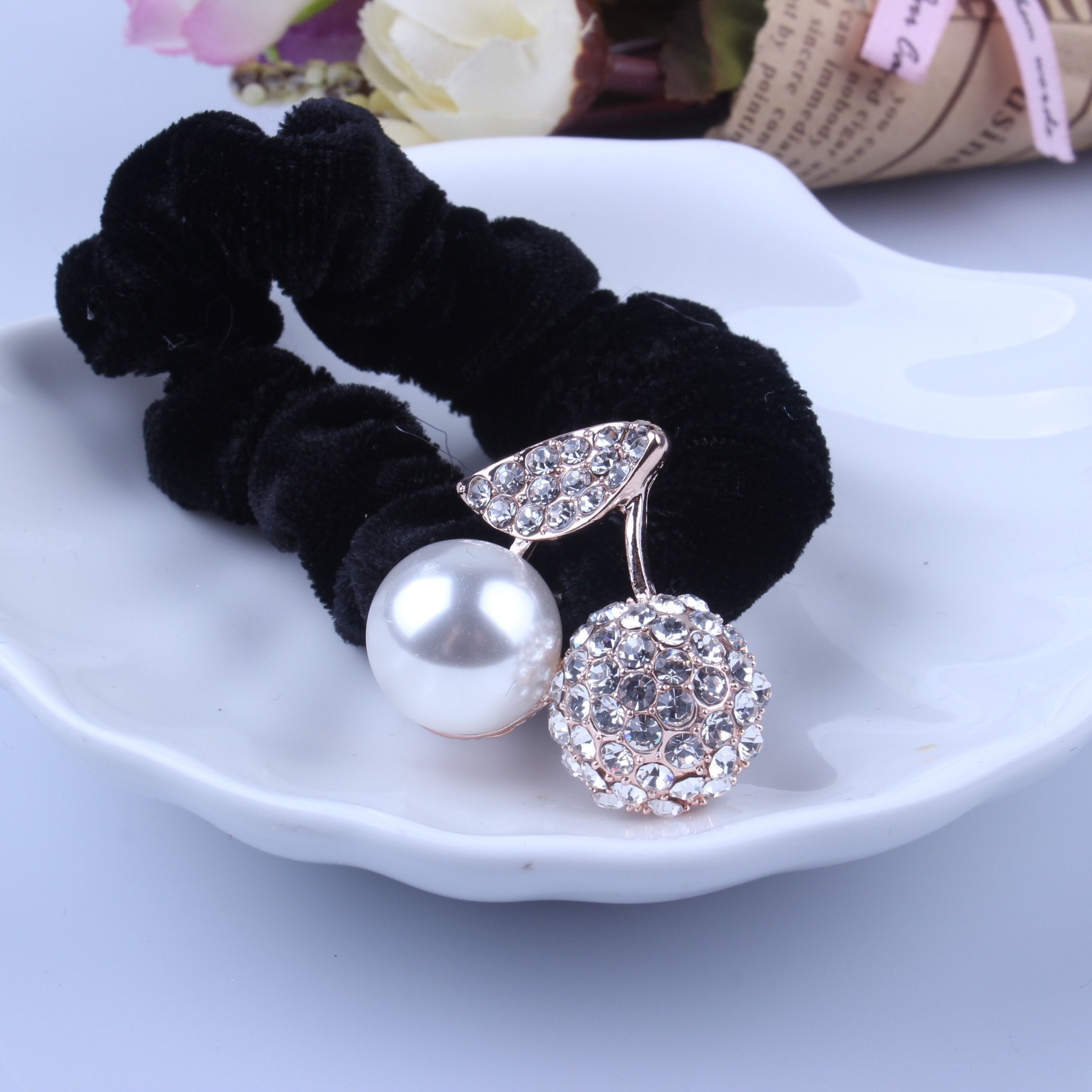 1 PC Black Velvet Scrunchies P - Hair Tie Velvet 评论和价格