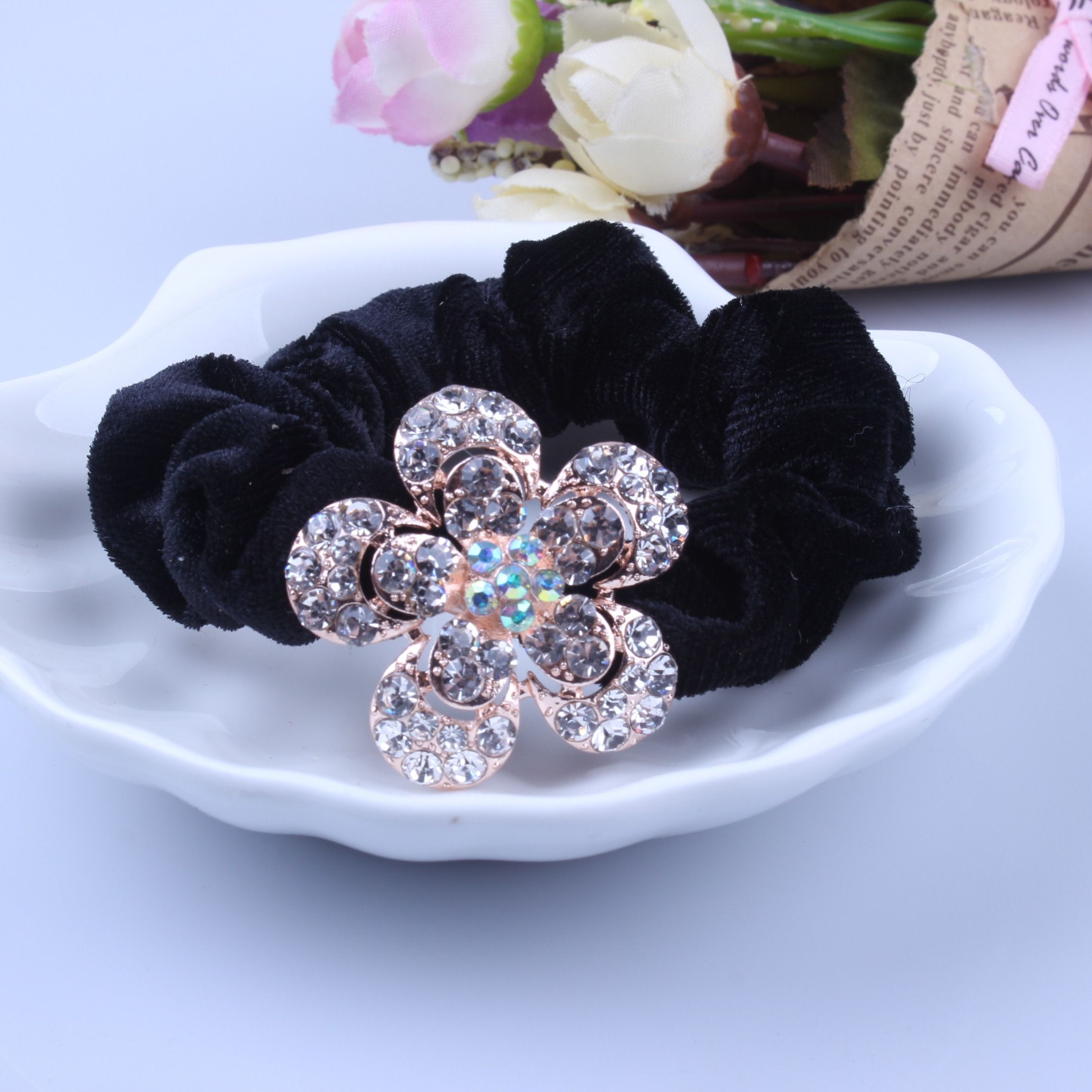 1 PC Black Velvet Scrunchies P - Hair Tie Velvet 评论和价格