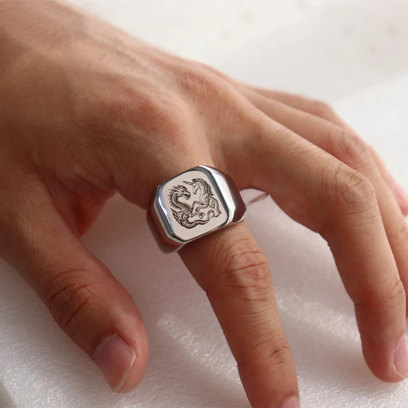 Stainless Steel Jewelry anillo - Women Accessories Logo 评论和价格